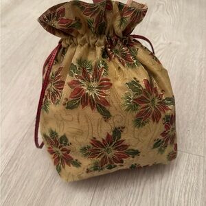 Floral Gold Drawstring Pouch